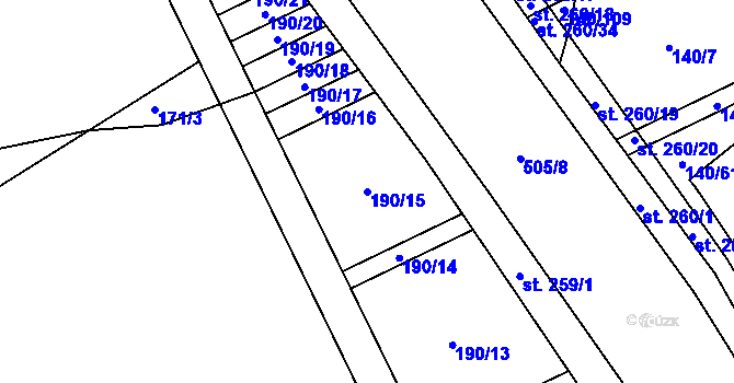 Parcela st. 190/15 v KÚ Víceměřice, Katastrální mapa
