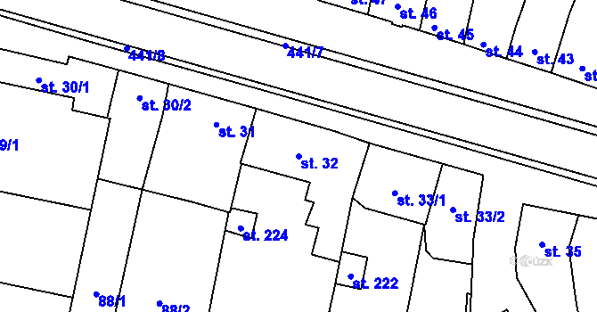Parcela st. 32 v KÚ Víceměřice, Katastrální mapa