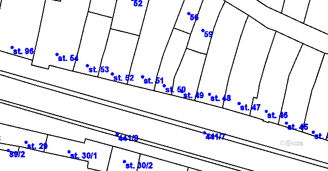 Parcela st. 50 v KÚ Víceměřice, Katastrální mapa