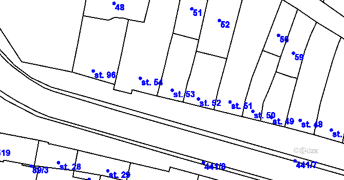 Parcela st. 53 v KÚ Víceměřice, Katastrální mapa