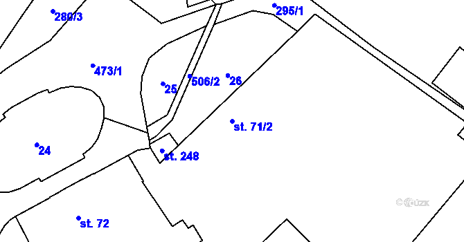 Parcela st. 71/2 v KÚ Víceměřice, Katastrální mapa