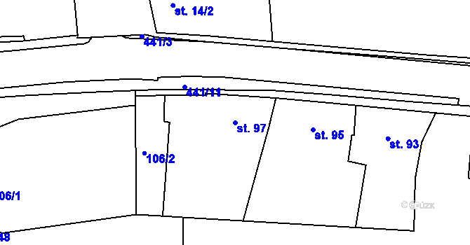 Parcela st. 97 v KÚ Víceměřice, Katastrální mapa