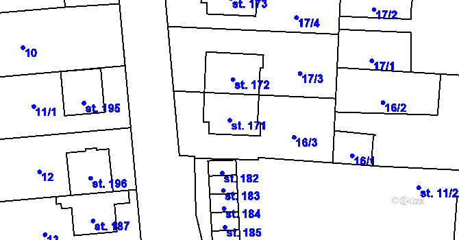 Parcela st. 171 v KÚ Víceměřice, Katastrální mapa