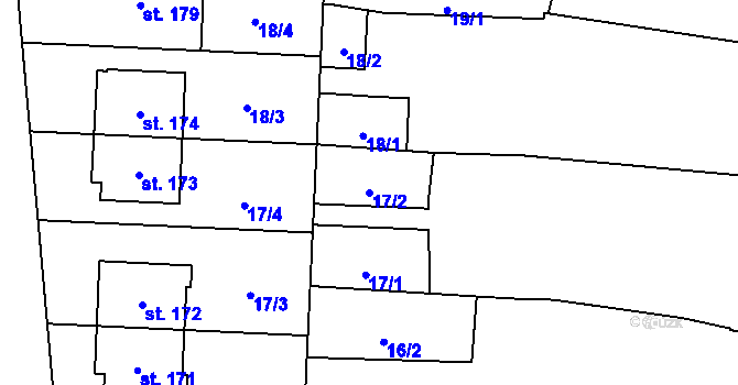 Parcela st. 17/2 v KÚ Víceměřice, Katastrální mapa