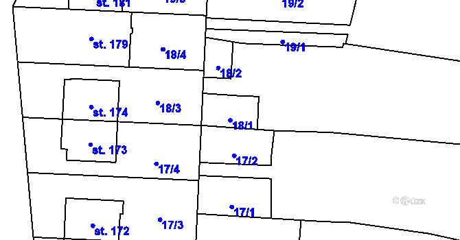 Parcela st. 18/1 v KÚ Víceměřice, Katastrální mapa