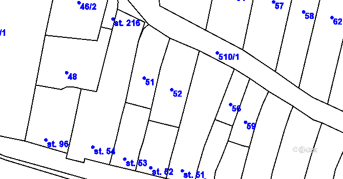 Parcela st. 52 v KÚ Víceměřice, Katastrální mapa