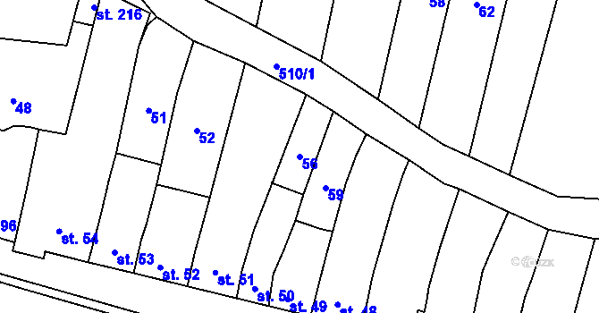 Parcela st. 56 v KÚ Víceměřice, Katastrální mapa