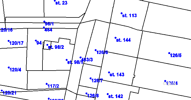 Parcela st. 126/6 v KÚ Víceměřice, Katastrální mapa