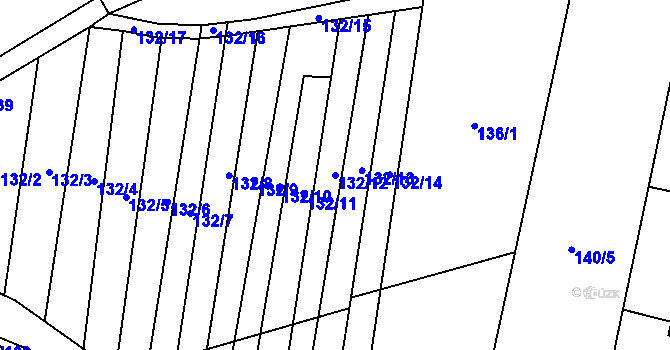 Parcela st. 132/12 v KÚ Víceměřice, Katastrální mapa
