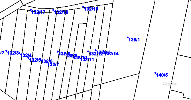Parcela st. 132/13 v KÚ Víceměřice, Katastrální mapa