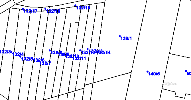 Parcela st. 132/14 v KÚ Víceměřice, Katastrální mapa