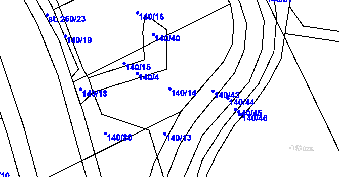 Parcela st. 140/14 v KÚ Víceměřice, Katastrální mapa