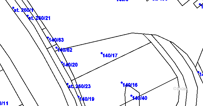 Parcela st. 140/17 v KÚ Víceměřice, Katastrální mapa