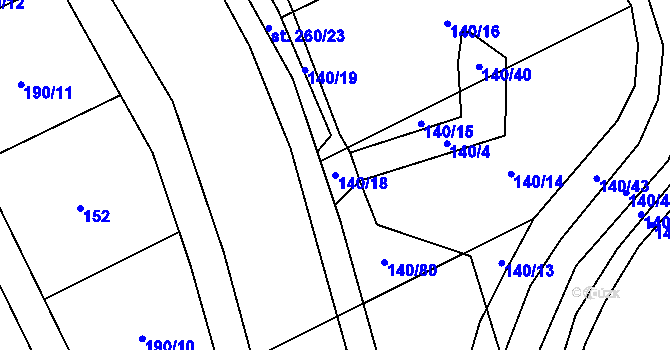 Parcela st. 140/18 v KÚ Víceměřice, Katastrální mapa