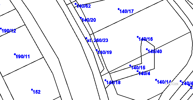 Parcela st. 140/19 v KÚ Víceměřice, Katastrální mapa