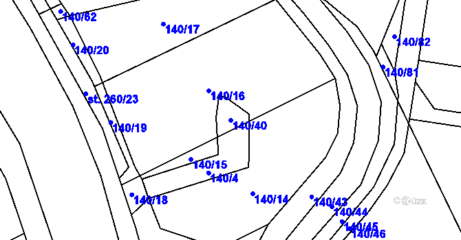 Parcela st. 140/40 v KÚ Víceměřice, Katastrální mapa