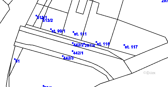 Parcela st. 297/4 v KÚ Víceměřice, Katastrální mapa