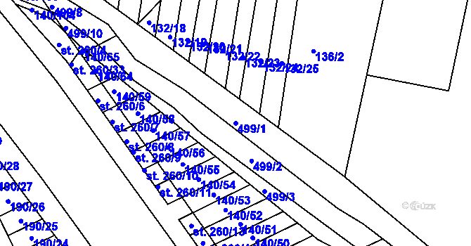 Parcela st. 499/1 v KÚ Víceměřice, Katastrální mapa