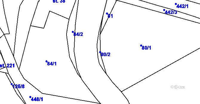 Parcela st. 80/2 v KÚ Víceměřice, Katastrální mapa