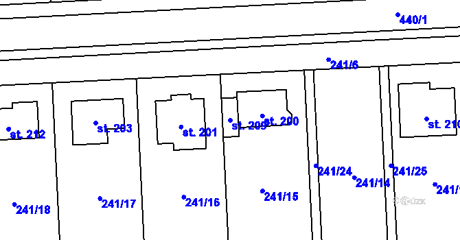 Parcela st. 209 v KÚ Víceměřice, Katastrální mapa