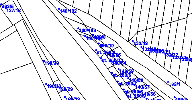 Parcela st. 260/4 v KÚ Víceměřice, Katastrální mapa