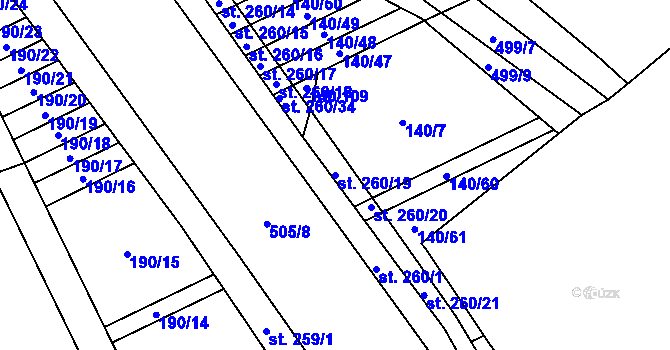 Parcela st. 260/19 v KÚ Víceměřice, Katastrální mapa