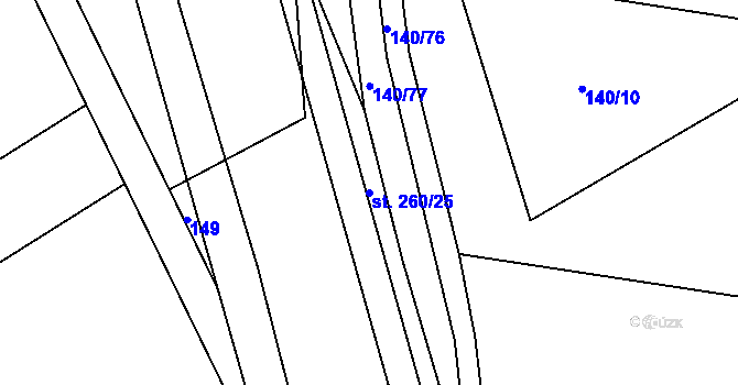Parcela st. 260/25 v KÚ Víceměřice, Katastrální mapa