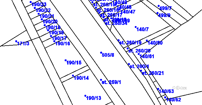 Parcela st. 505/8 v KÚ Víceměřice, Katastrální mapa