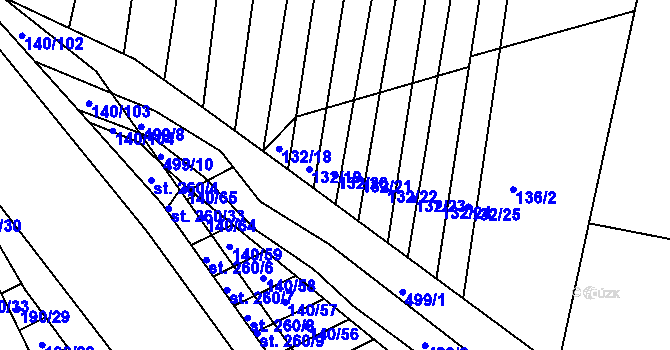 Parcela st. 132/20 v KÚ Víceměřice, Katastrální mapa