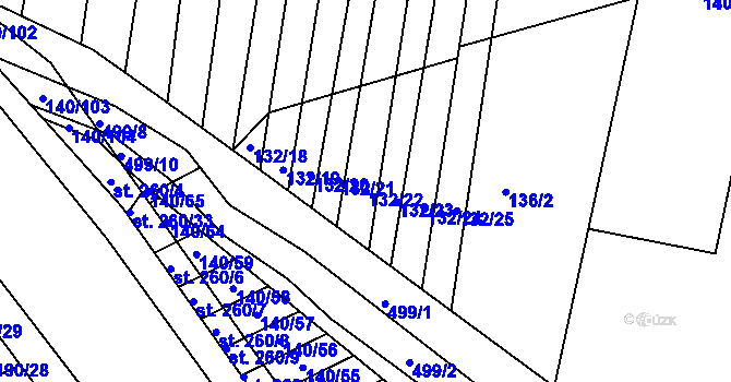 Parcela st. 132/22 v KÚ Víceměřice, Katastrální mapa