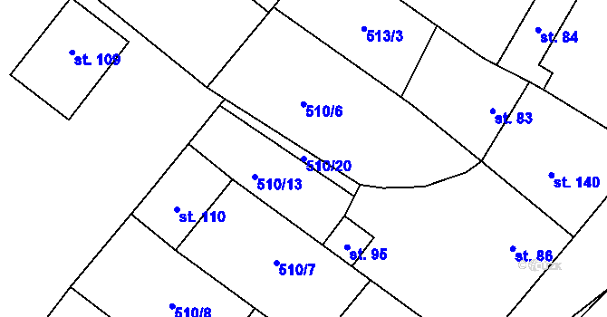 Parcela st. 510/20 v KÚ Vícenice u Náměště nad Oslavou, Katastrální mapa