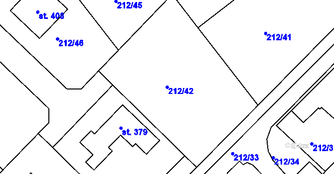 Parcela st. 212/42 v KÚ Vícov, Katastrální mapa