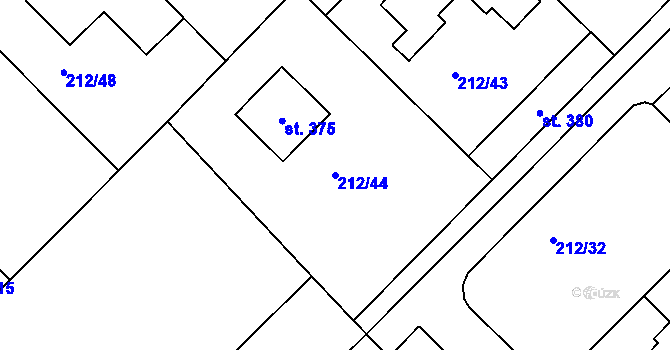 Parcela st. 212/44 v KÚ Vícov, Katastrální mapa