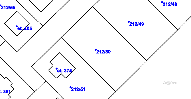 Parcela st. 212/50 v KÚ Vícov, Katastrální mapa