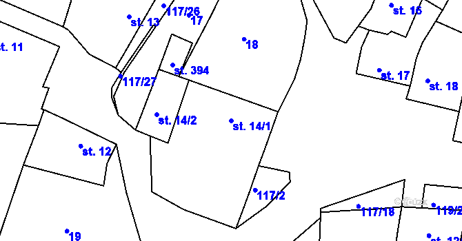 Parcela st. 14/1 v KÚ Vícov, Katastrální mapa