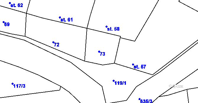 Parcela st. 73 v KÚ Vícov, Katastrální mapa