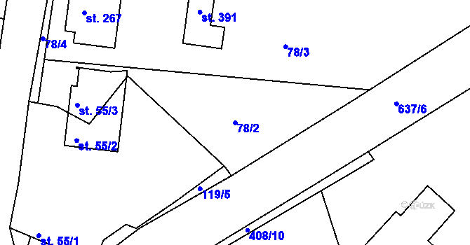 Parcela st. 78/2 v KÚ Vícov, Katastrální mapa
