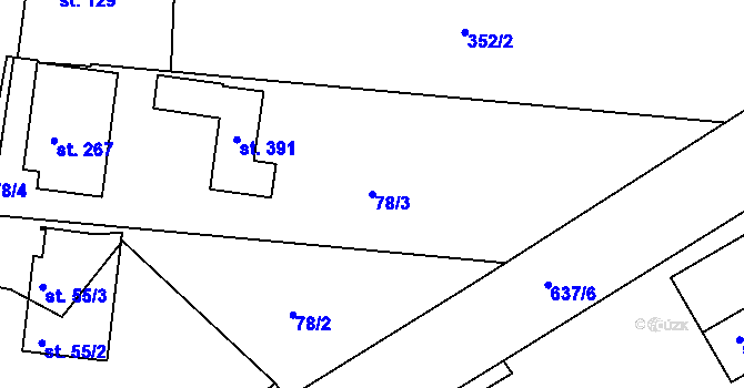 Parcela st. 78/3 v KÚ Vícov, Katastrální mapa