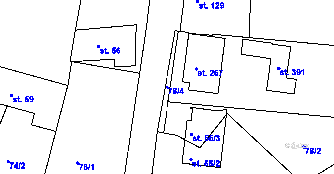 Parcela st. 78/4 v KÚ Vícov, Katastrální mapa