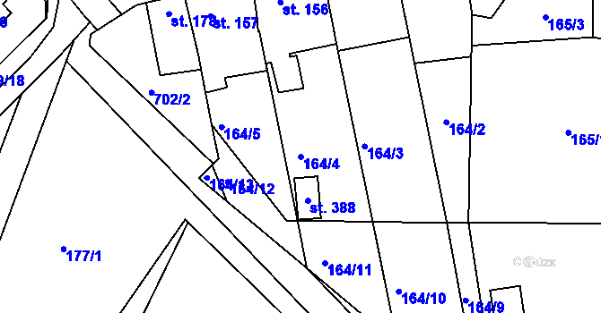 Parcela st. 164/4 v KÚ Vícov, Katastrální mapa