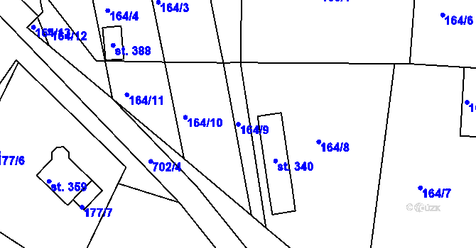 Parcela st. 164/9 v KÚ Vícov, Katastrální mapa