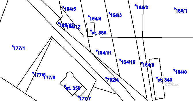 Parcela st. 164/11 v KÚ Vícov, Katastrální mapa
