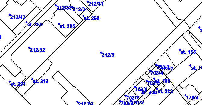 Parcela st. 212/3 v KÚ Vícov, Katastrální mapa
