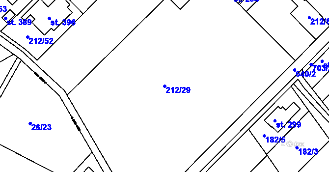Parcela st. 212/29 v KÚ Vícov, Katastrální mapa