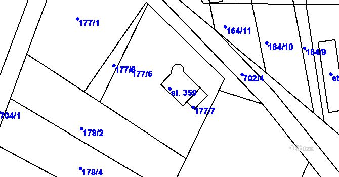 Parcela st. 359 v KÚ Vícov, Katastrální mapa
