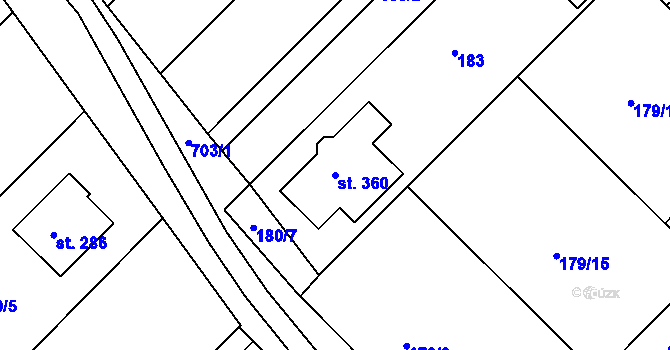 Parcela st. 360 v KÚ Vícov, Katastrální mapa