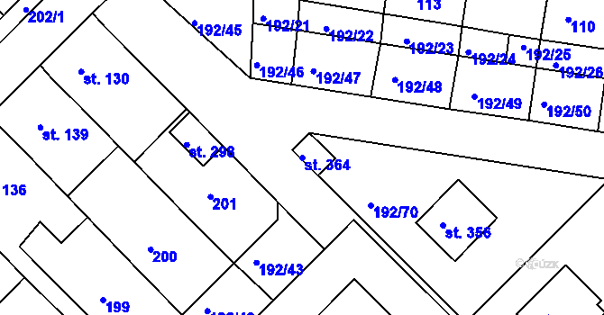 Parcela st. 364 v KÚ Vícov, Katastrální mapa