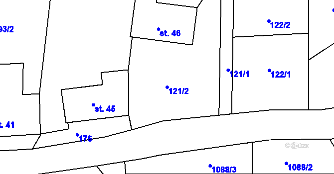 Parcela st. 121/2 v KÚ Vícov, Katastrální mapa