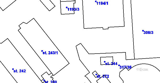Parcela st. 317/38 v KÚ Vícov, Katastrální mapa