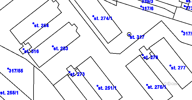 Parcela st. 317/39 v KÚ Vícov, Katastrální mapa